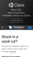How filemaker.com looks like on a mobile device such as an iPhone.