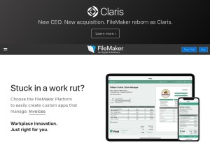 How filemaker.com looks like on a tablet such as an iPad.