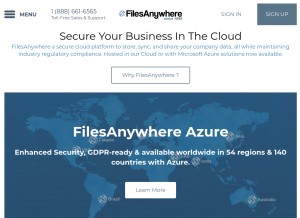 How filesanywhere.com looks like on a tablet such as an iPad.