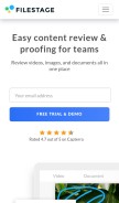 How filestage.io looks like on a mobile device such as an iPhone.