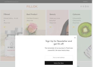 How fillok.com looks like on a tablet such as an iPad.