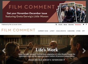 How filmcomment.com looks like on a tablet such as an iPad.