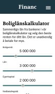 How financ.no looks like on a mobile device such as an iPhone.