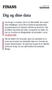 How finans.dk looks like on a mobile device such as an iPhone.