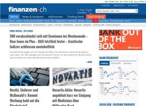 How finanzen.ch looks like on a tablet such as an iPad.