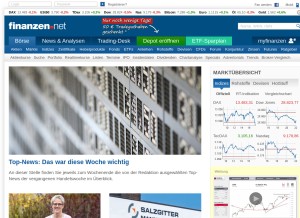 How finanzen.net looks like on a tablet such as an iPad.
