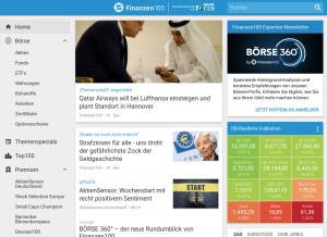 How finanzen100.de looks like on a tablet such as an iPad.