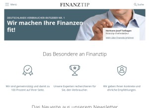 How finanztip.de looks like on a tablet such as an iPad.
