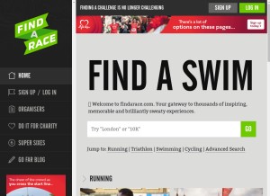 How findarace.com looks like on a tablet such as an iPad.