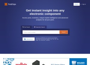 How findchips.com looks like on a tablet such as an iPad.