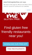 How findmeglutenfree.com looks like on a mobile device such as an iPhone.