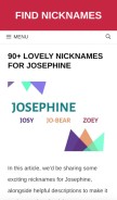 How findnicknames.com looks like on a mobile device such as an iPhone.