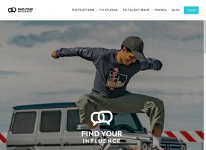How findyourinfluence.com looks like on a tablet such as an iPad.