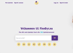 How finndyr.no looks like on a tablet such as an iPad.