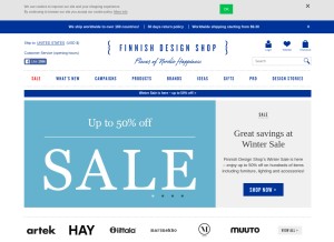 How finnishdesignshop.com looks like on a tablet such as an iPad.