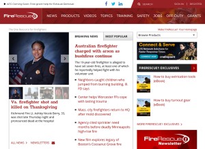 How firerescue1.com looks like on a tablet such as an iPad.