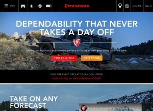 How firestonetire.com looks like on a tablet such as an iPad.