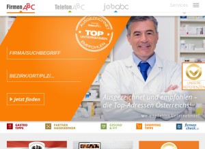 How firmenabc.at looks like on a tablet such as an iPad.
