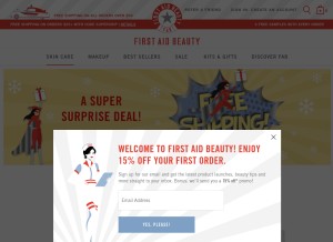 How firstaidbeauty.com looks like on a tablet such as an iPad.