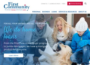 How firstcommunity.com looks like on a tablet such as an iPad.