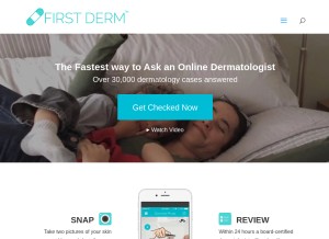 How firstderm.com looks like on a tablet such as an iPad.