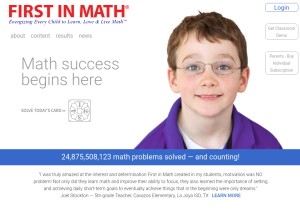 How firstinmath.com looks like on a tablet such as an iPad.