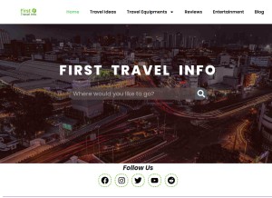 How firsttravelinfo.com looks like on a tablet such as an iPad.