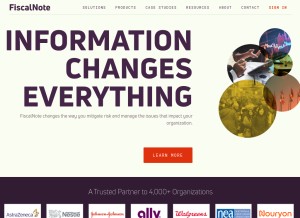 How fiscalnote.com looks like on a tablet such as an iPad.