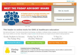 How fisdap.net looks like on a tablet such as an iPad.