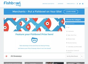 How fishbowlprizes.com looks like on a tablet such as an iPad.
