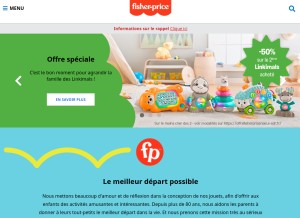 How fisher-price.com looks like on a tablet such as an iPad.
