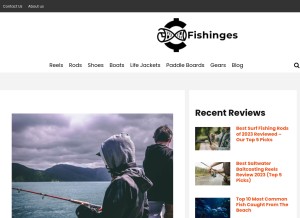 How fishinges.com looks like on a tablet such as an iPad.
