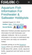 How fishlore.com looks like on a mobile device such as an iPhone.