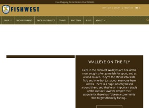 How fishwest.com looks like on a tablet such as an iPad.