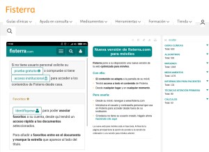 How fisterra.com looks like on a tablet such as an iPad.