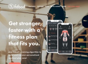 How fitbod.me looks like on a tablet such as an iPad.