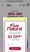 How fivenatural.com looks like on a mobile device such as an iPhone.