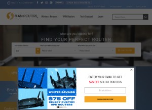 How flashrouters.com looks like on a tablet such as an iPad.