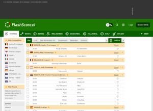 How flashscore.nl looks like on a tablet such as an iPad.
