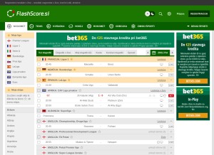 How flashscore.si looks like on a tablet such as an iPad.
