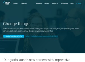 How flatironschool.com looks like on a tablet such as an iPad.