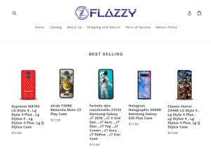 How flazzycase.com looks like on a tablet such as an iPad.