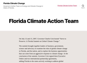 How flclimatechange.us looks like on a tablet such as an iPad.