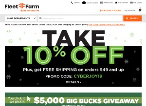 How fleetfarm.com looks like on a tablet such as an iPad.