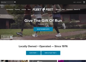 How fleetfeet.com looks like on a tablet such as an iPad.