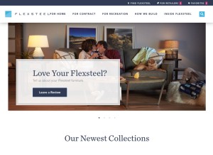 How flexsteel.com looks like on a tablet such as an iPad.