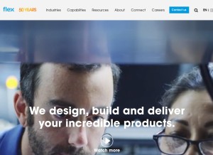 How flextronics.com looks like on a tablet such as an iPad.