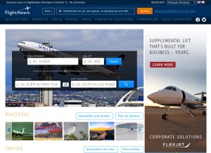 How flightaware.com looks like on a tablet such as an iPad.