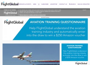 How flightglobal.com looks like on a tablet such as an iPad.