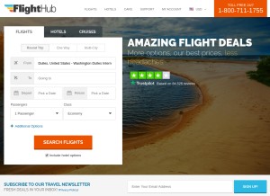 How flighthub.com looks like on a tablet such as an iPad.